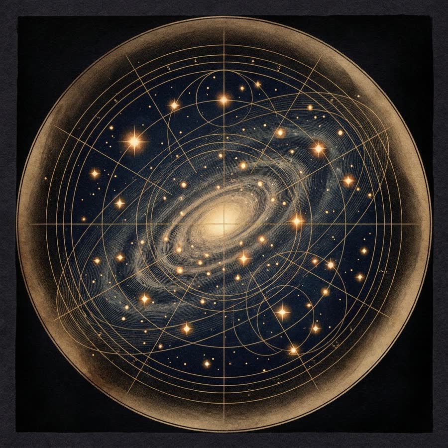 Deep-sky rendering of the Cassiopeia field, engraved in the observatory's star-atlas style