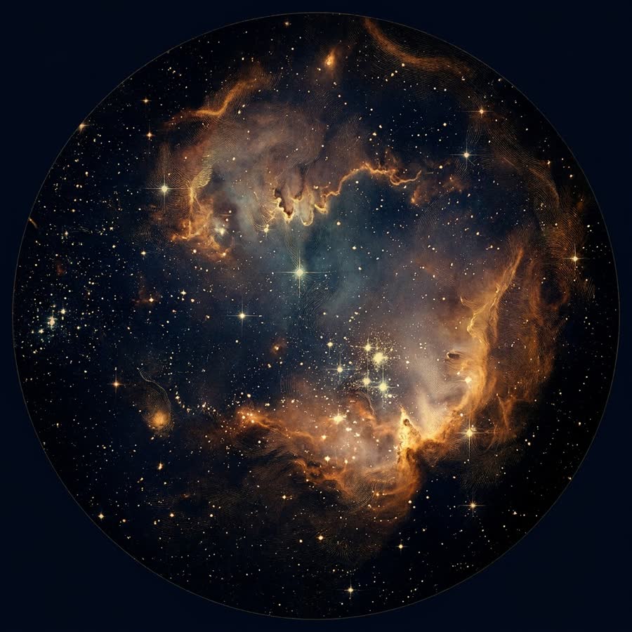 Deep-sky rendering of the Fornax field, engraved in the observatory's star-atlas style