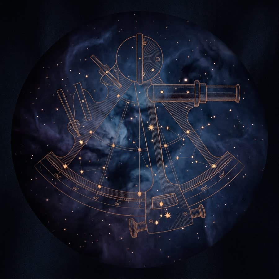 Deep-sky rendering of the faint southern constellation Octans, engraved in the observatory's star-atlas style