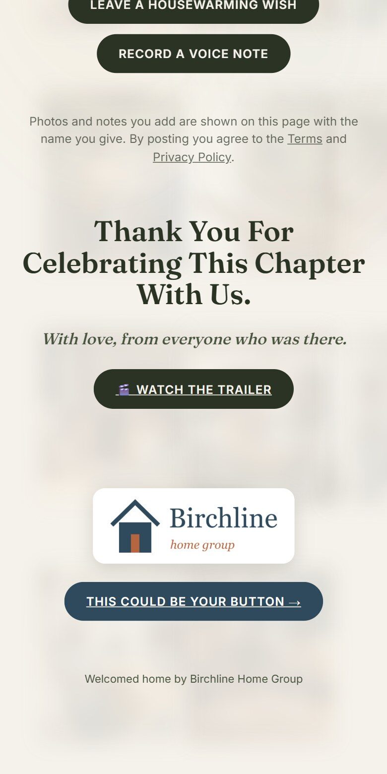 The end of a Trail with the agent's logo and a button in their brand color