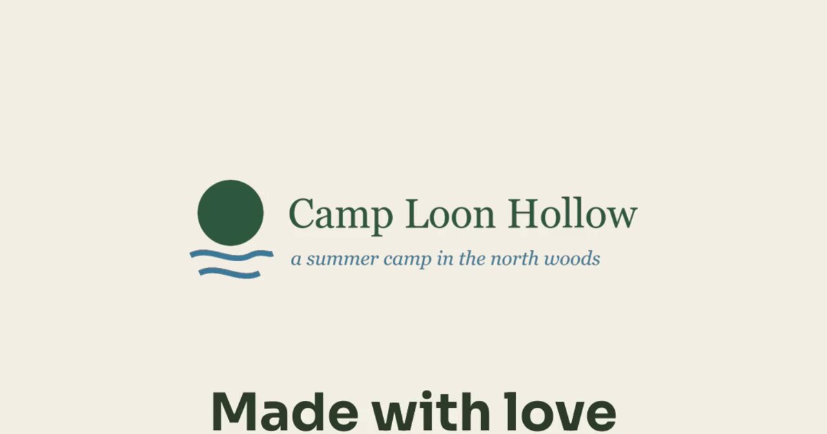 The last frame of a trailer video with the camp's logo and name