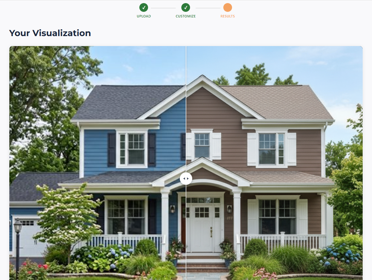 House Vision AI — before and after exterior renovation result