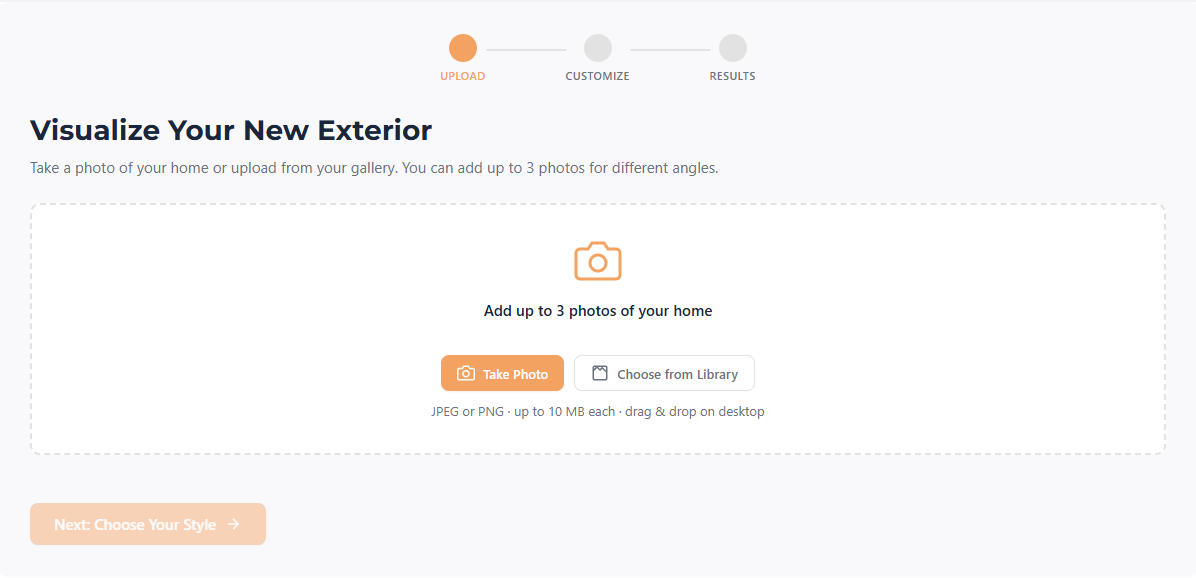 House Vision AI — upload your home photo
