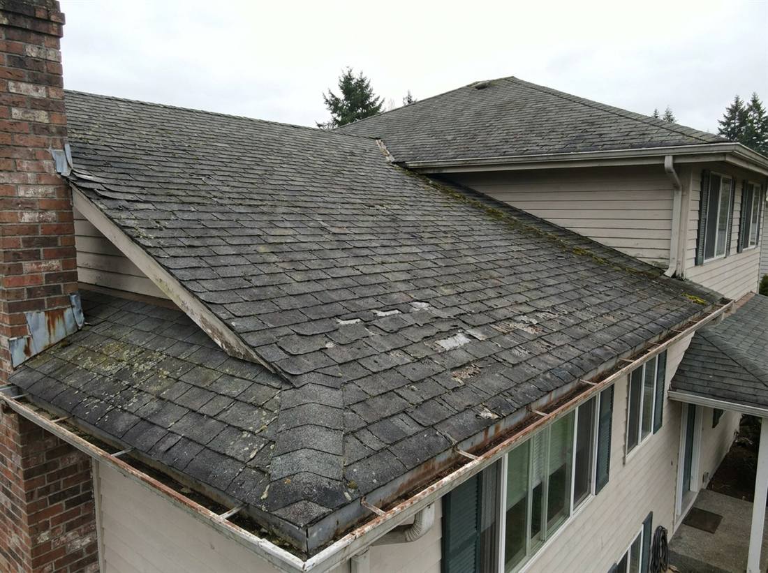 Worn roof before replacement, Andover MN